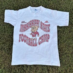 Vintage Mississippi State Bulldogs Football Shirt Men Large Apex Double Sided